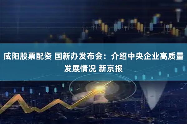 咸阳股票配资 国新办发布会：介绍中央企业高质量发展情况 新京报